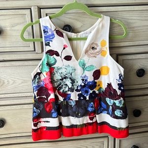 HD In Paris Anthropology Peplum Floral Top Sz US 4